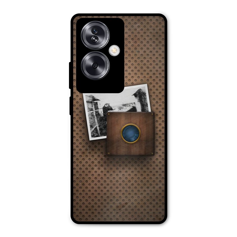 Vintage Wood Camera Metal Back Case for Oppo A79 5G