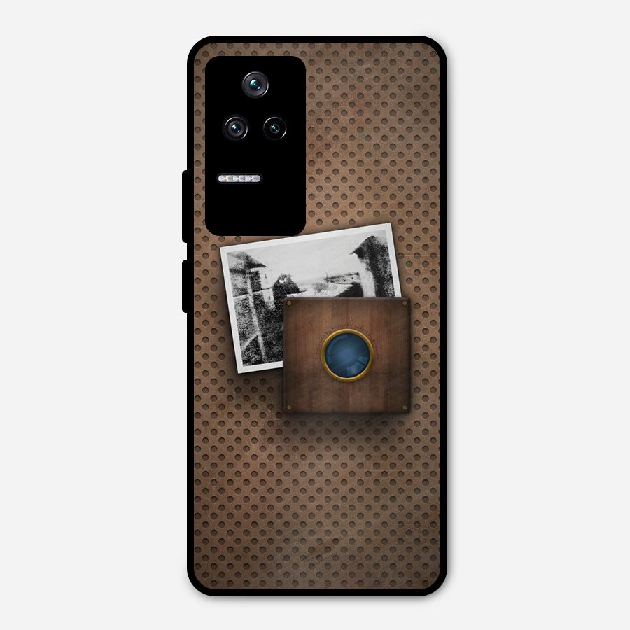 Vintage Wood Camera Metal Back Case for Poco F4 5G