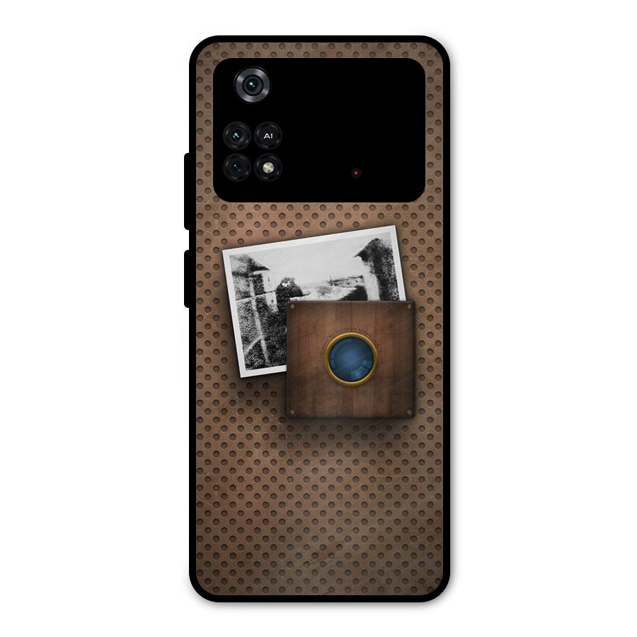 Vintage Wood Camera Metal Back Case for Poco M4 Pro 4G
