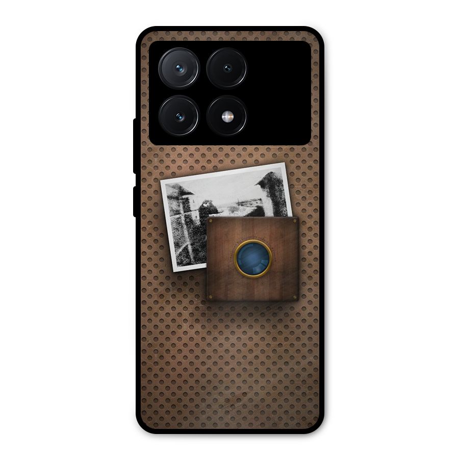 Vintage Wood Camera Metal Back Case for Poco X6 Pro