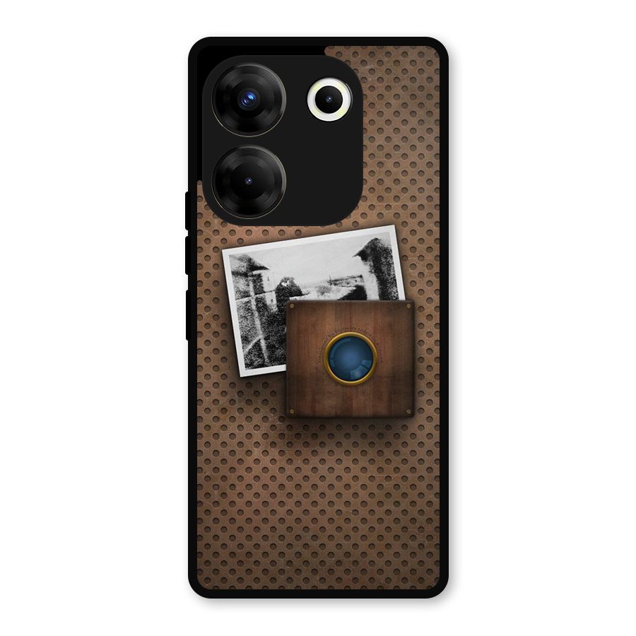 Vintage Wood Camera Metal Back Case for Tecno Camon 20