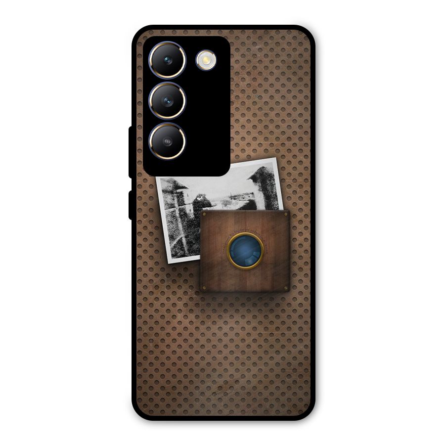 Vintage Wood Camera Metal Back Case for Vivo T3 5G