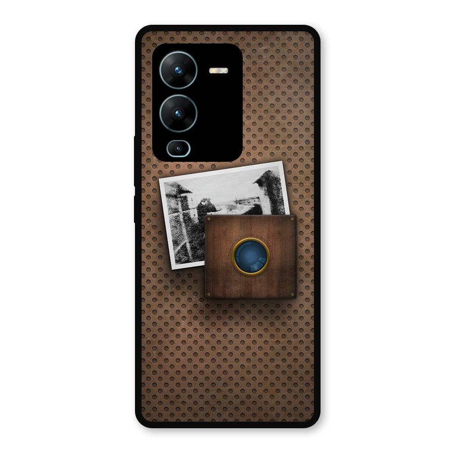 Vintage Wood Camera Metal Back Case for Vivo V25 Pro
