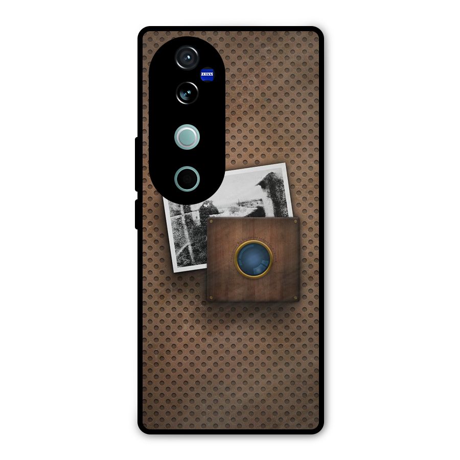 Vintage Wood Camera Metal Back Case for Vivo V40