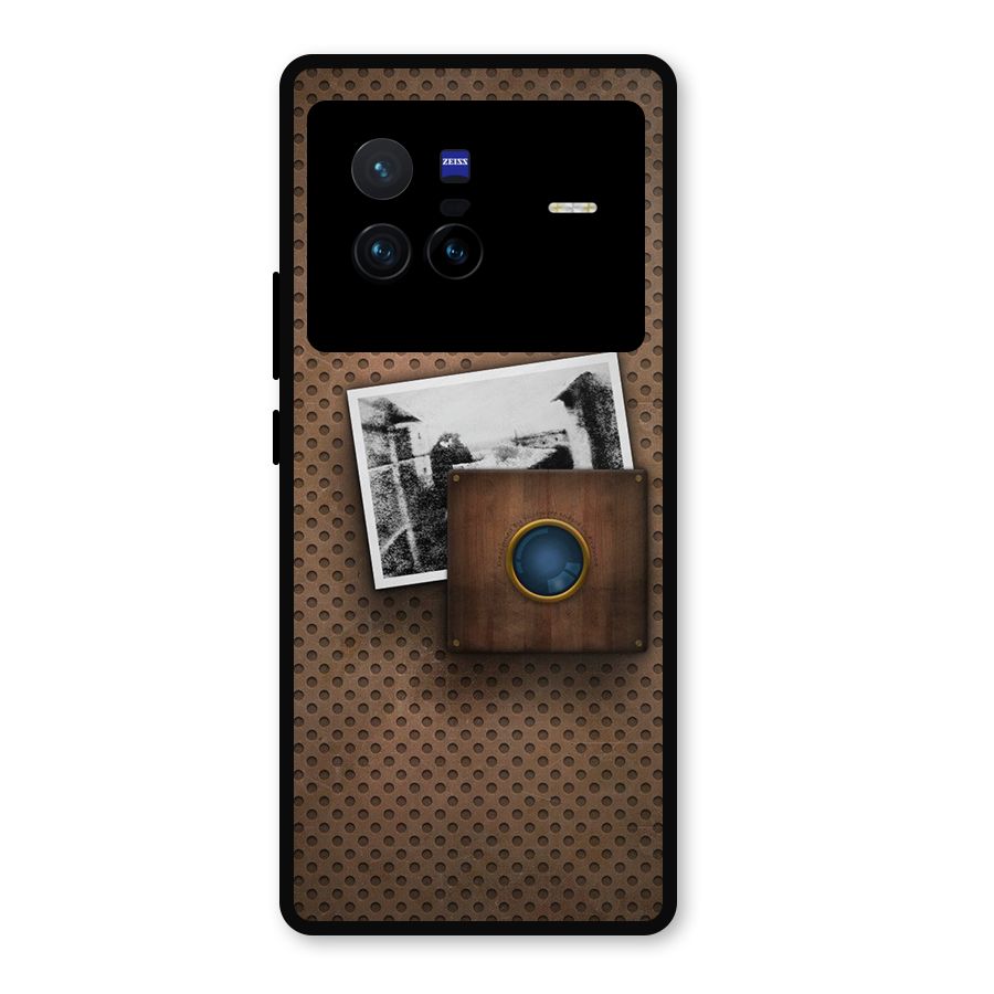 Vintage Wood Camera Metal Back Case for Vivo X80