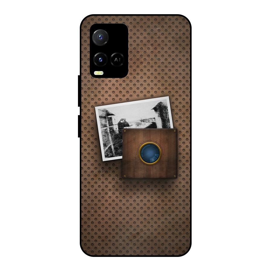 Vintage Wood Camera Metal Back Case for Vivo Y21T