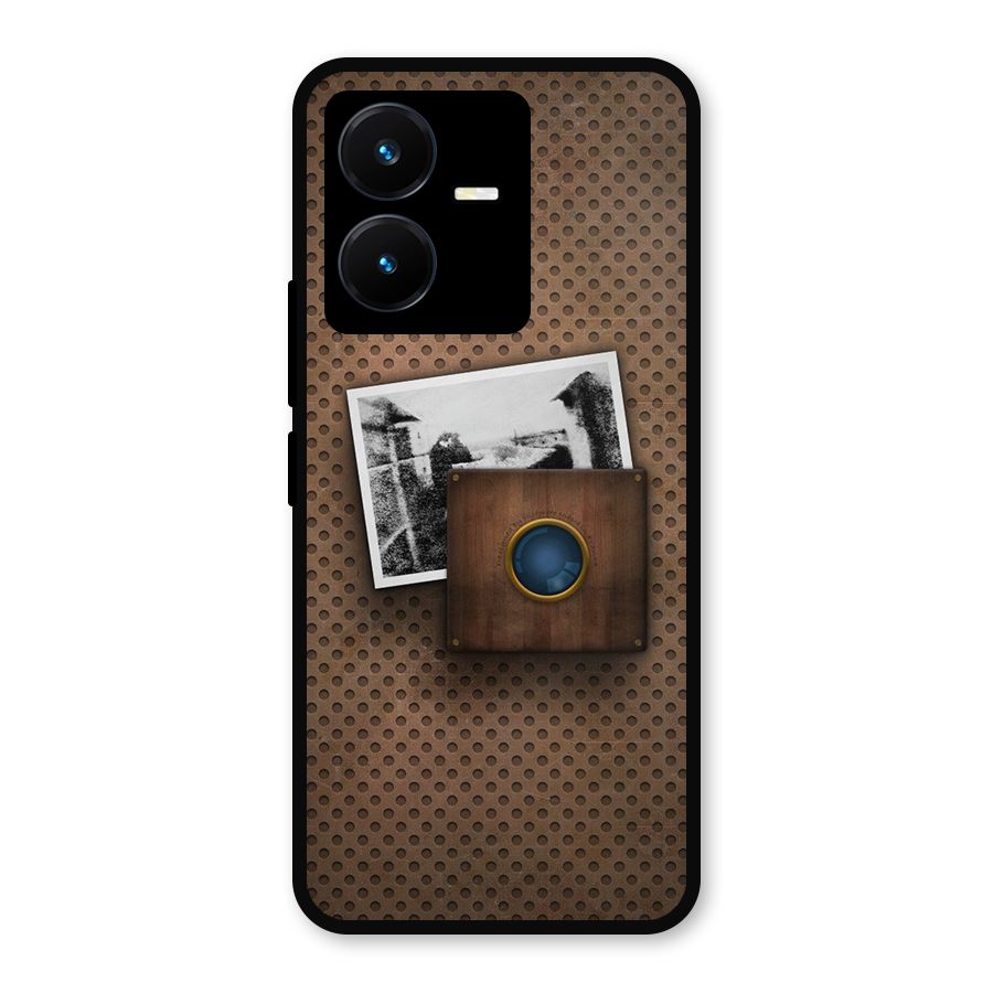 Vintage Wood Camera Metal Back Case for Vivo Y22