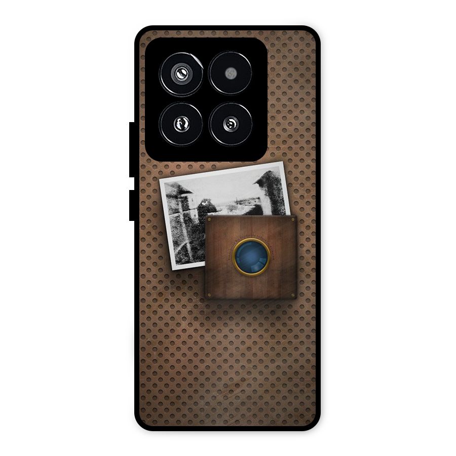 Vintage Wood Camera Metal Back Case for Xiaomi 14 Pro