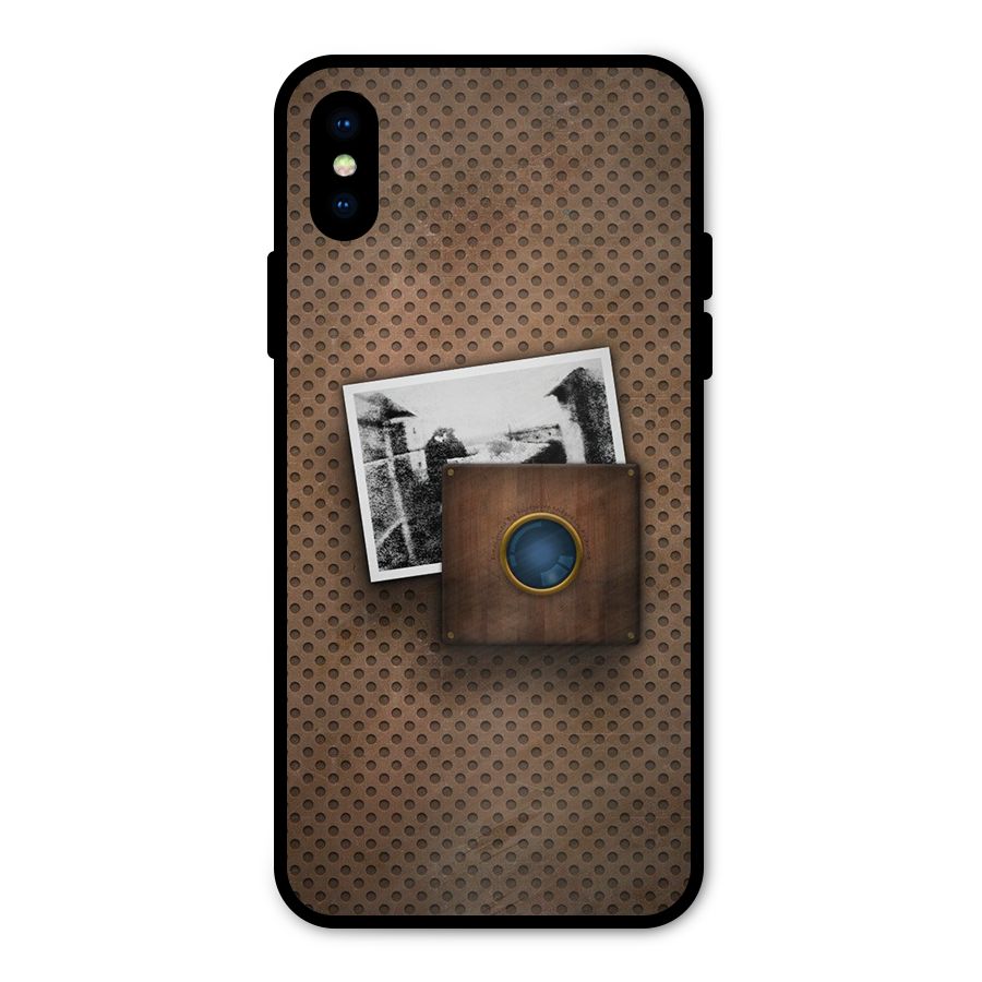 Vintage Wood Camera Metal Back Case for iPhone X