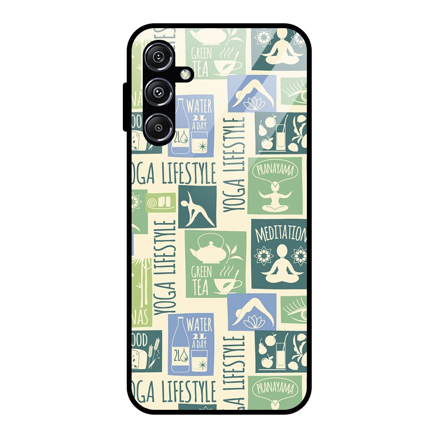 Vintage Yoga Lifestyle Glass Back Case for Galaxy M34 5G