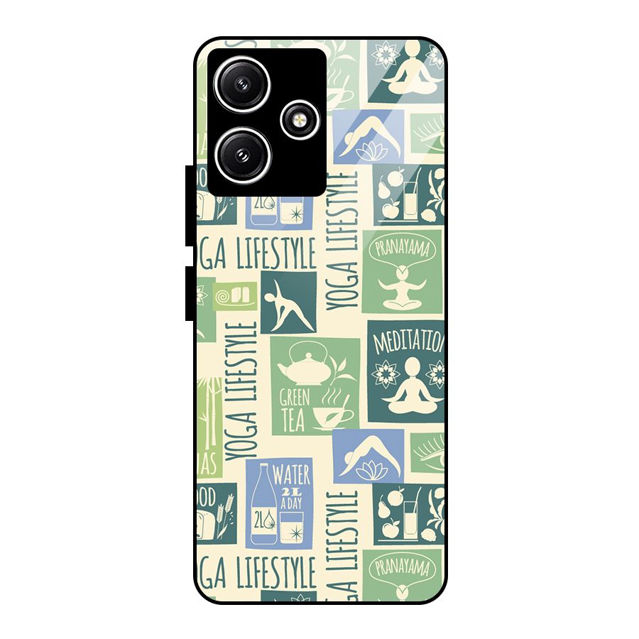 Vintage Yoga Lifestyle Glass Back Case for Redmi 12 5G