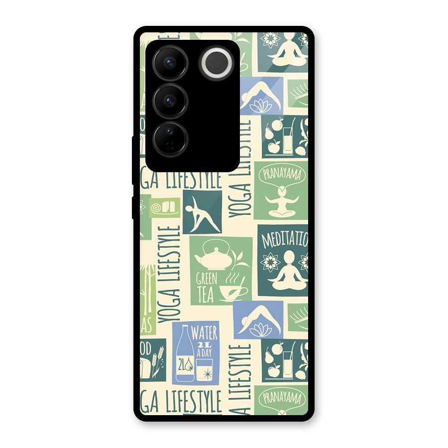 Vintage Yoga Lifestyle Glass Back Case for Vivo V27 Pro