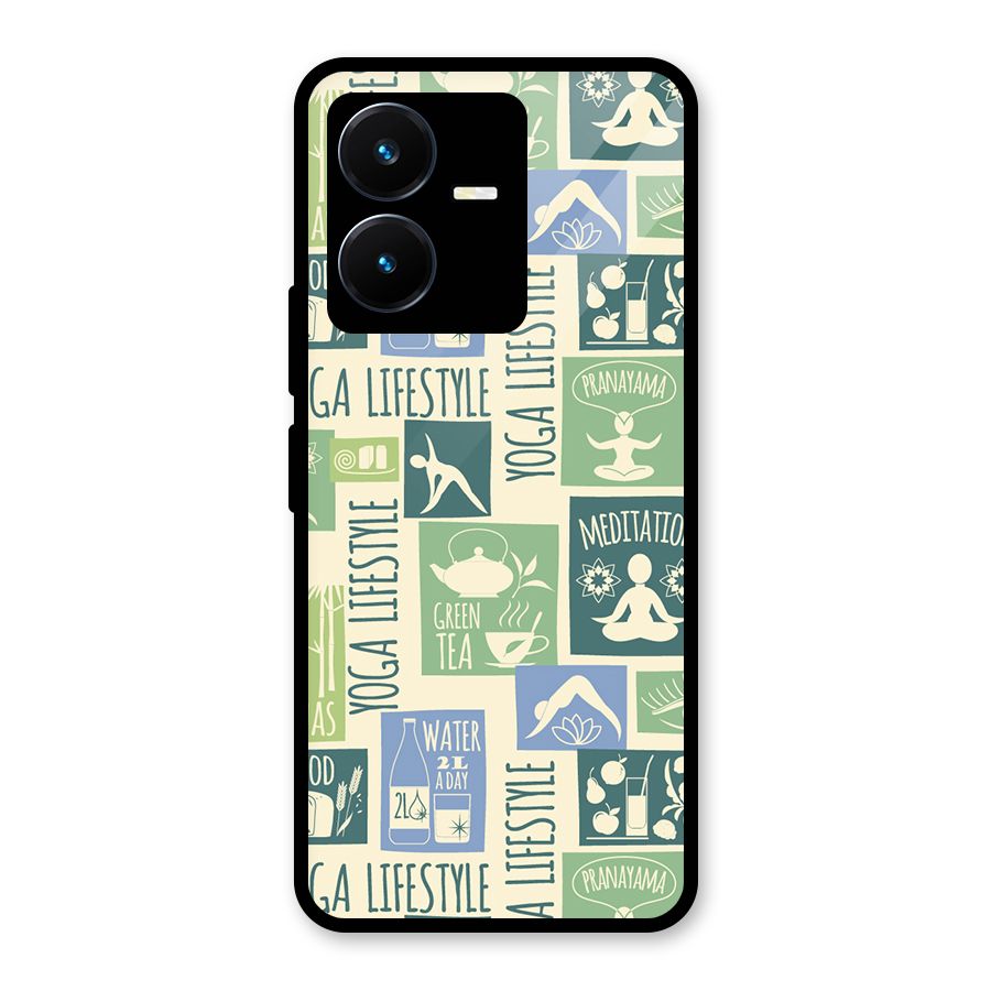 Vintage Yoga Lifestyle Glass Back Case for Vivo Y22s