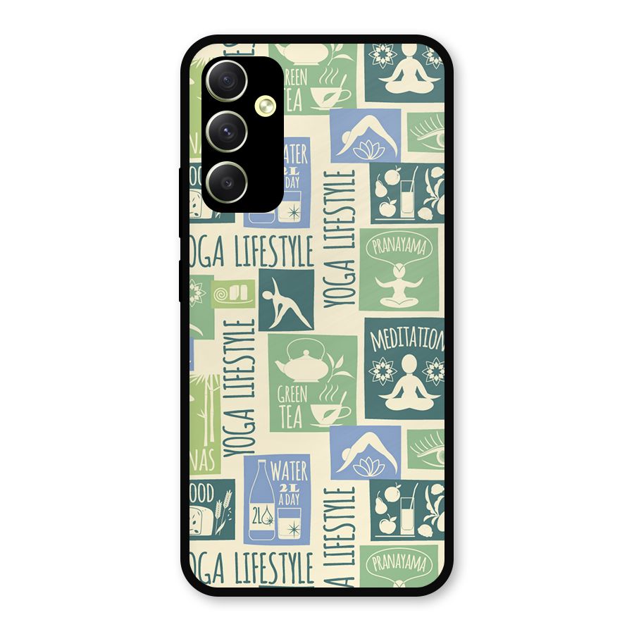 Vintage Yoga Lifestyle Metal Back Case for Galaxy A34