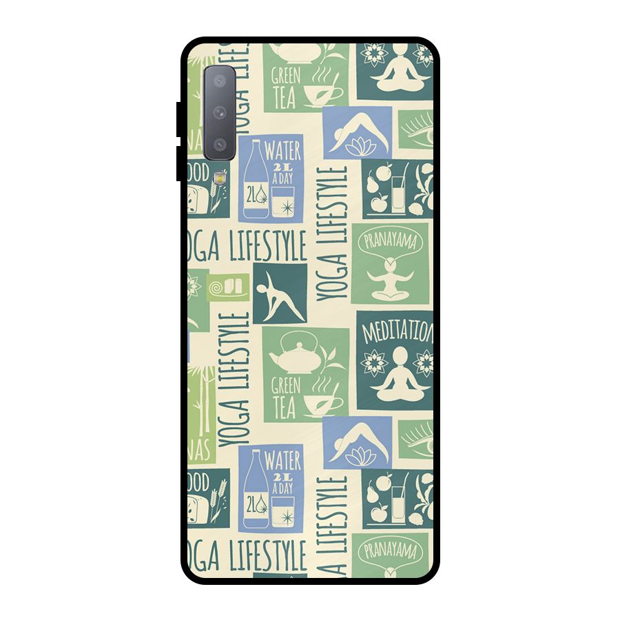 Vintage Yoga Lifestyle Metal Back Case for Galaxy A7 (2018)
