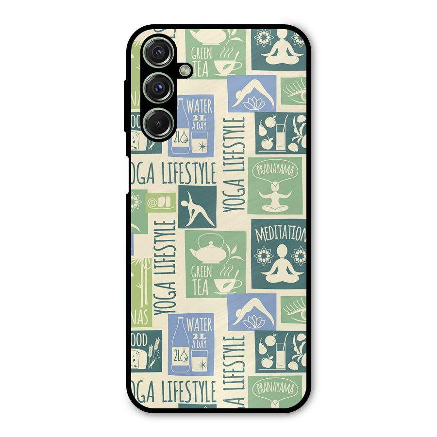 Vintage Yoga Lifestyle Metal Back Case for Galaxy F34