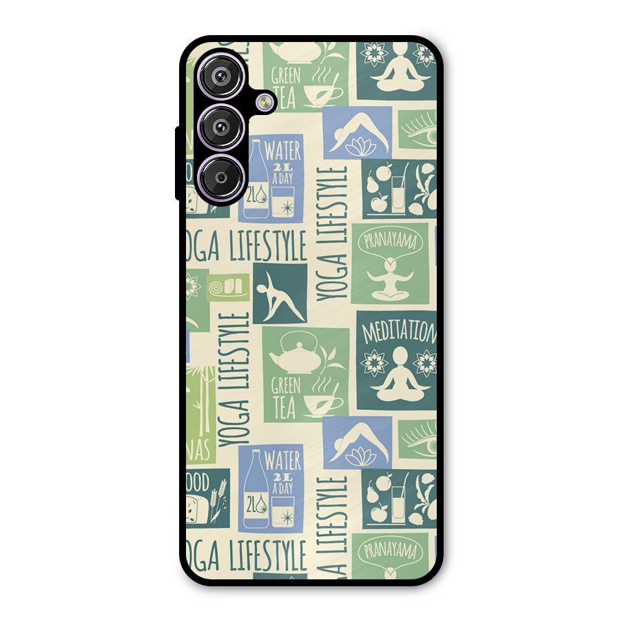 Vintage Yoga Lifestyle Metal Back Case for Galaxy M15