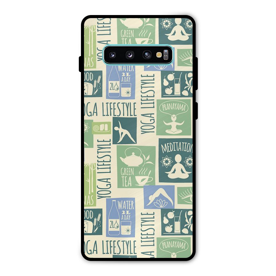 Vintage Yoga Lifestyle Metal Back Case for Galaxy S10 Plus