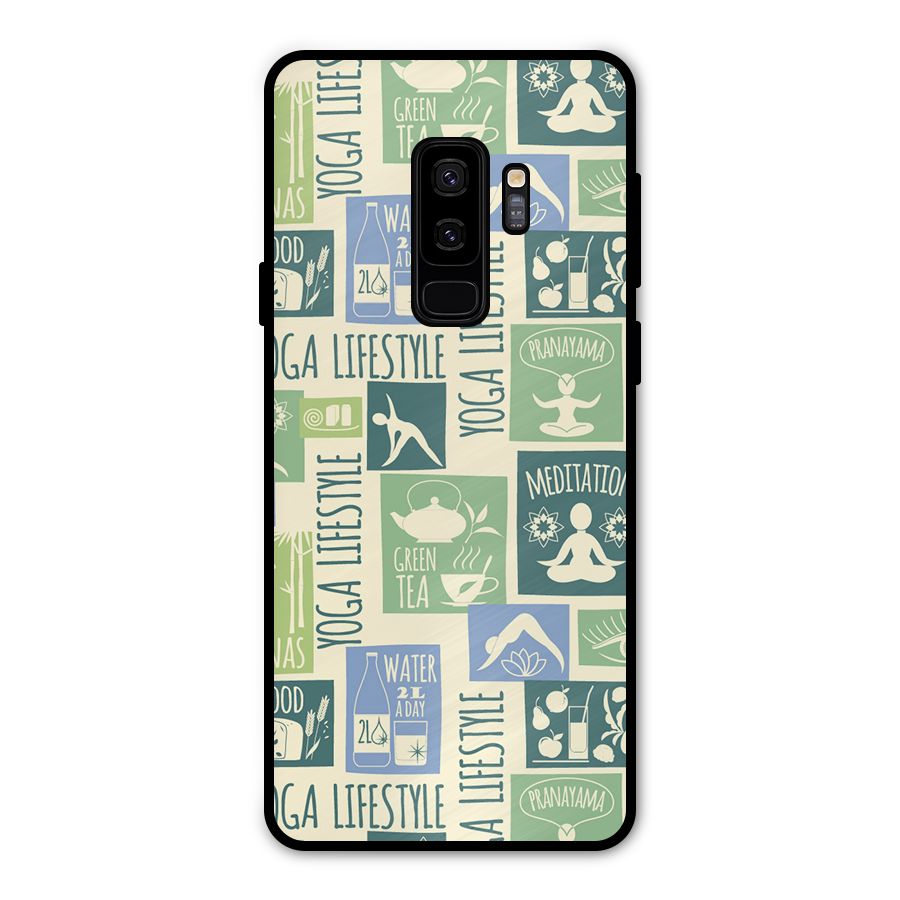 Vintage Yoga Lifestyle Metal Back Case for Galaxy S9 Plus
