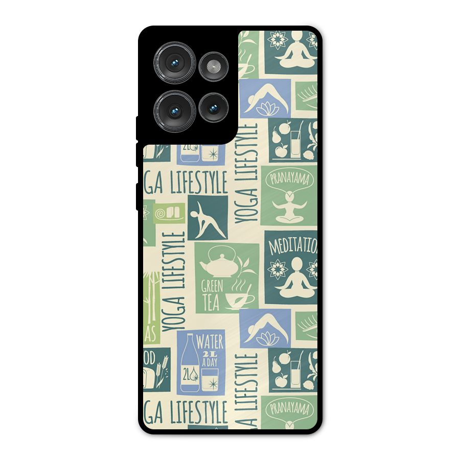 Vintage Yoga Lifestyle Metal Back Case for Motorola Edge 50