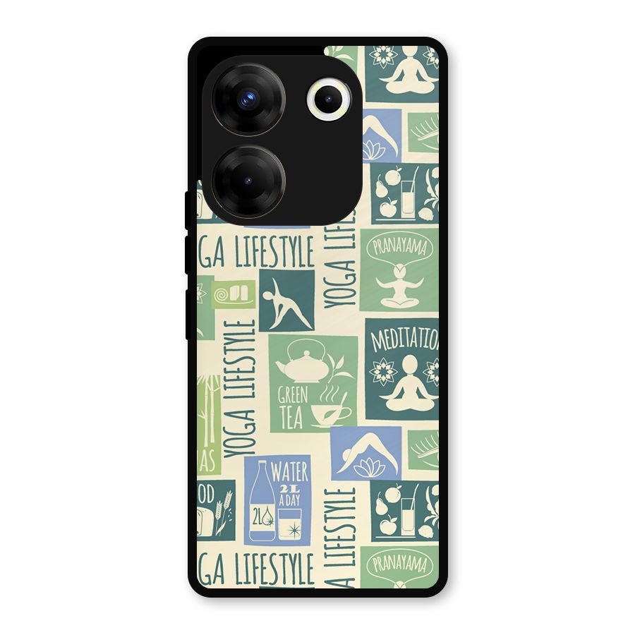 Vintage Yoga Lifestyle Metal Back Case for Tecno Camon 20