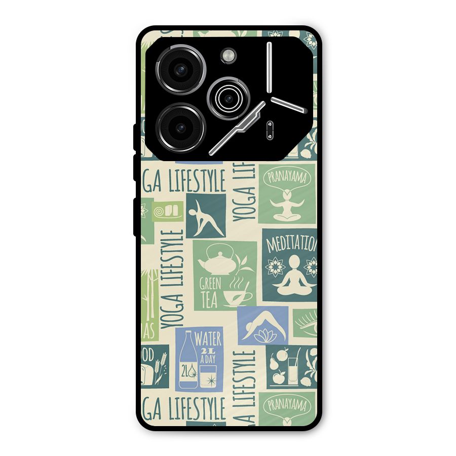 Vintage Yoga Lifestyle Metal Back Case for Tecno Pova 6 Pro