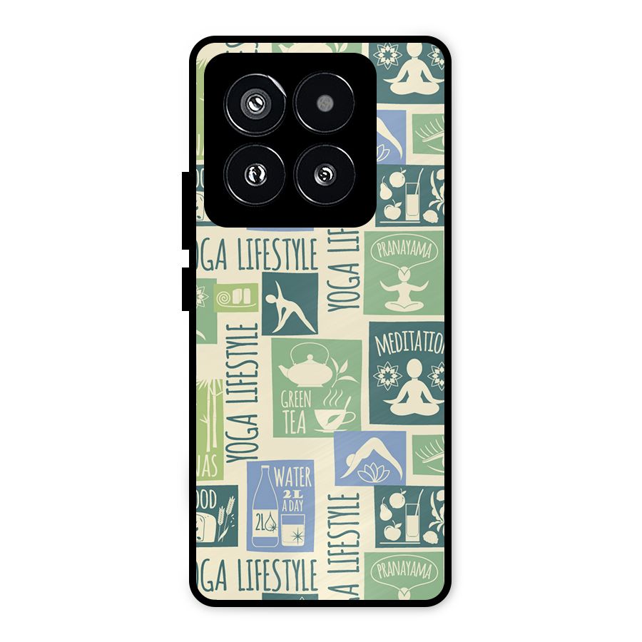 Vintage Yoga Lifestyle Metal Back Case for Xiaomi 14 Pro