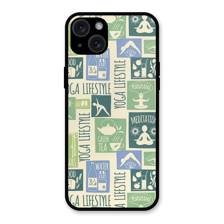 Vintage Yoga Lifestyle Metal Back Case for iPhone 15 Plus