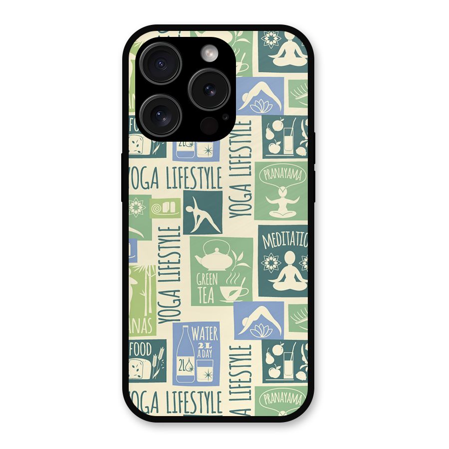 Vintage Yoga Lifestyle Metal Back Case for iPhone 15 Pro