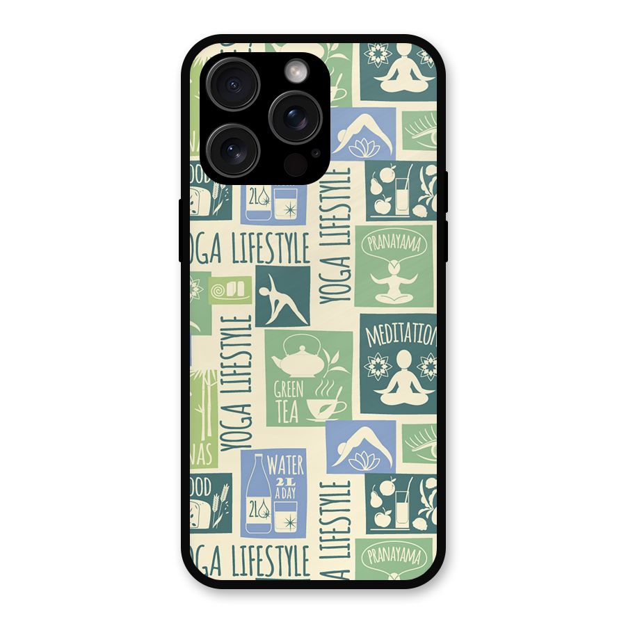 Vintage Yoga Lifestyle Metal Back Case for iPhone 15 Pro Max