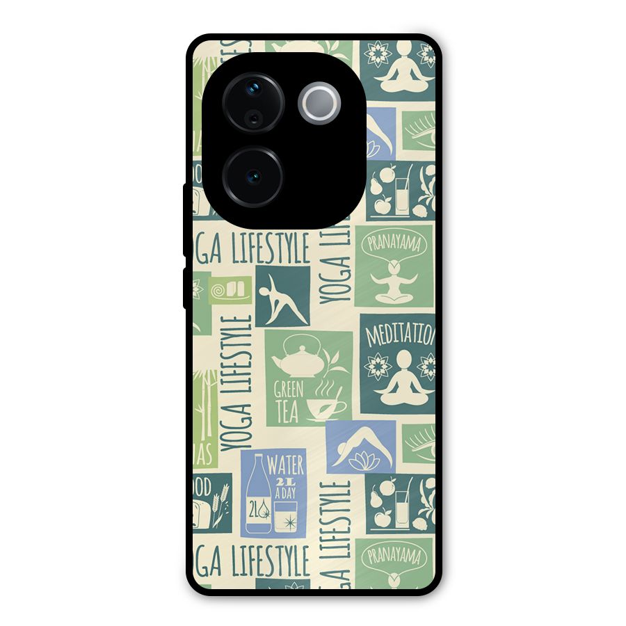 Vintage Yoga Lifestyle Metal Back Case for iQOO Z9s Pro