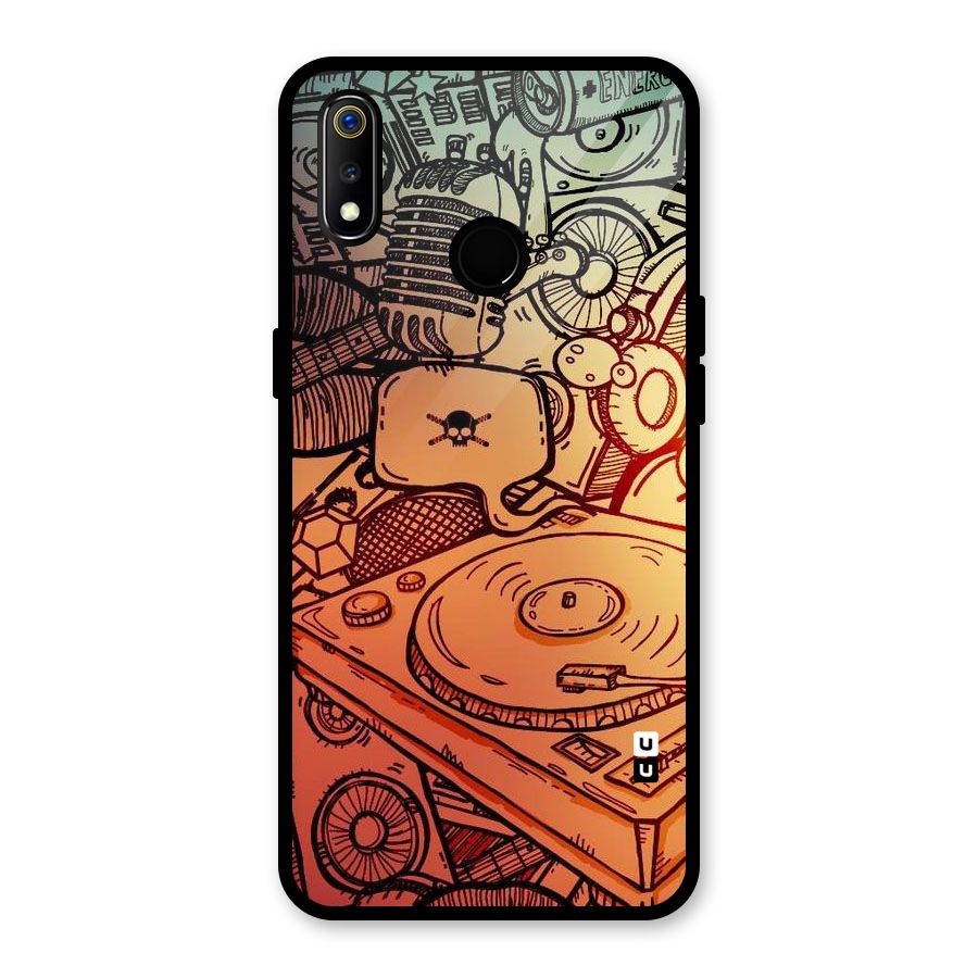 Vinyl Design Glass Back Case for Realme 3i