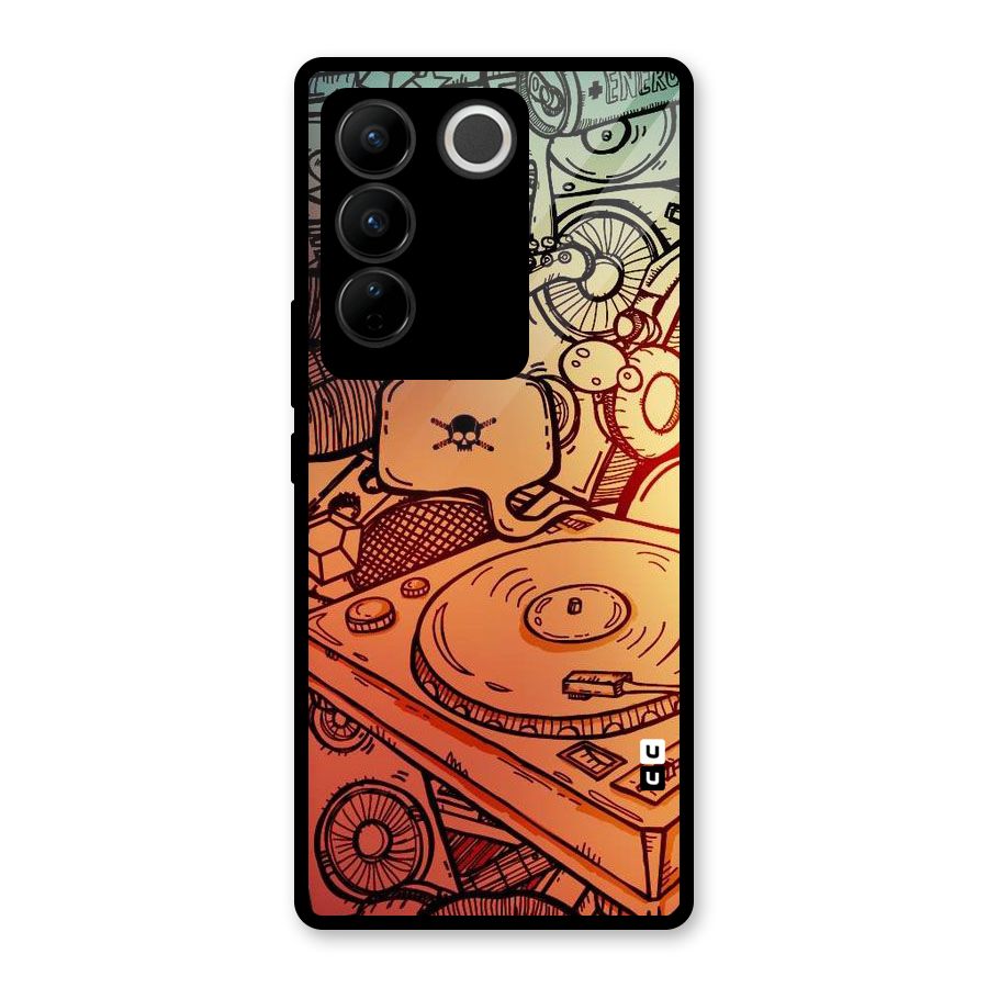 Vinyl Design Glass Back Case for Vivo V27