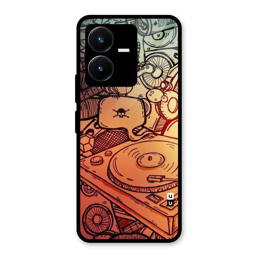 Vinyl Design Glass Back Case for Vivo Y22s