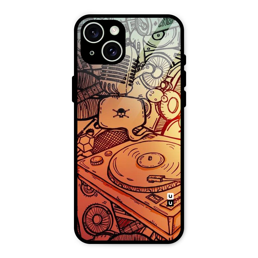 Vinyl Design Glass Back Case for iPhone 15 Plus
