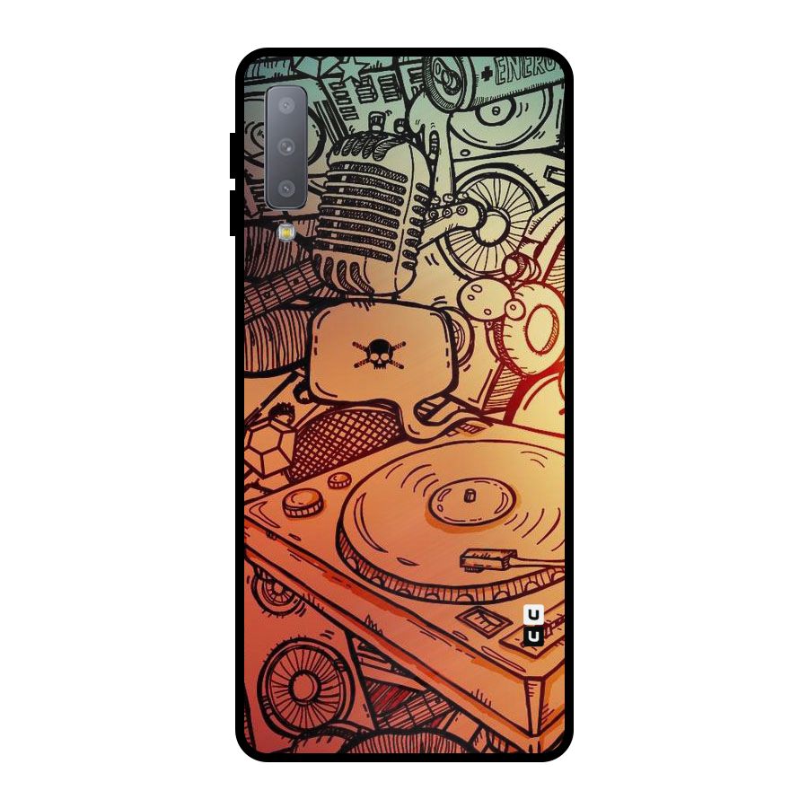 Vinyl Design Metal Back Case for Galaxy A7 (2018)