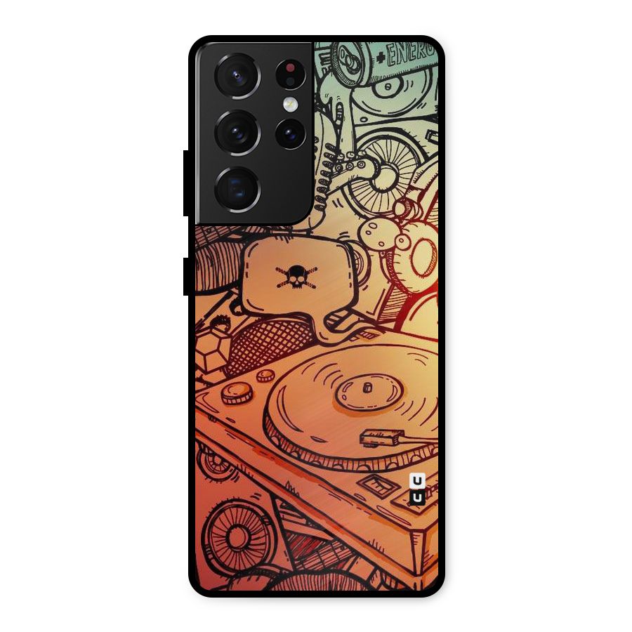 Vinyl Design Metal Back Case for Galaxy S21 Ultra 5G