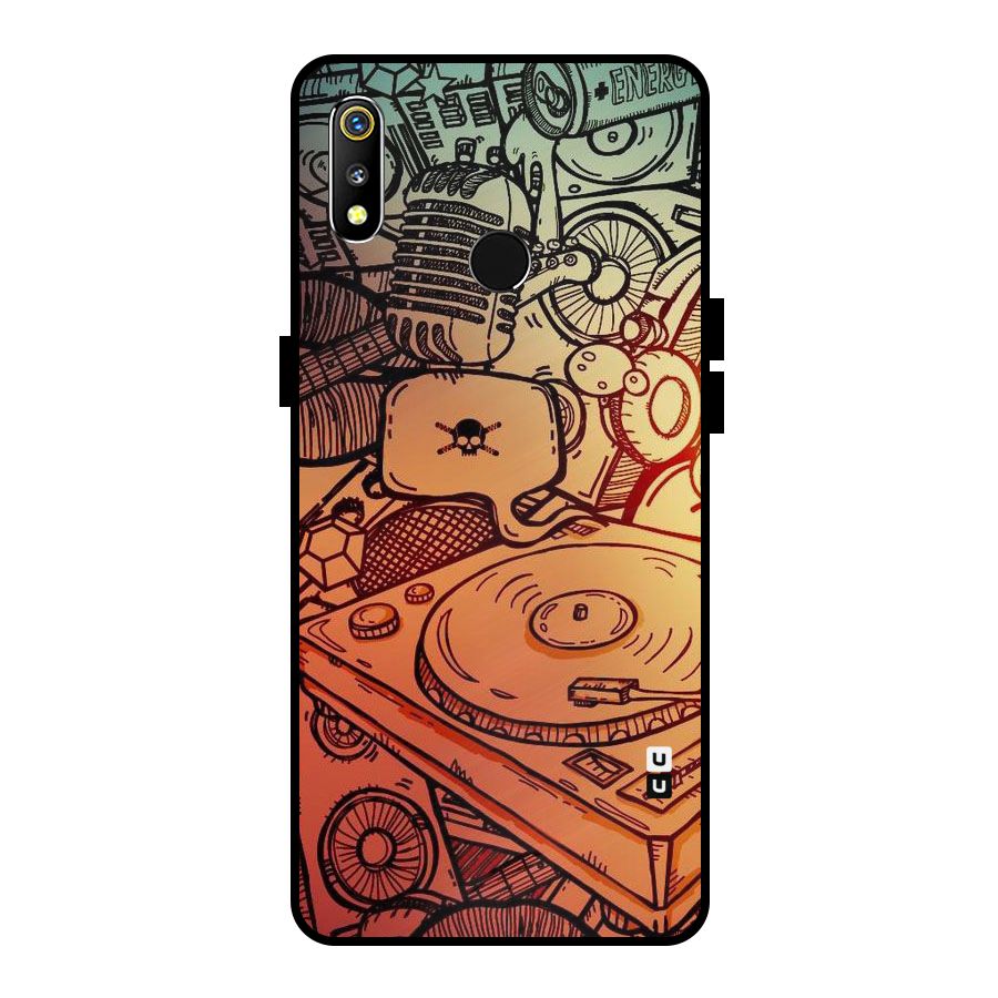 Vinyl Design Metal Back Case for Realme 3