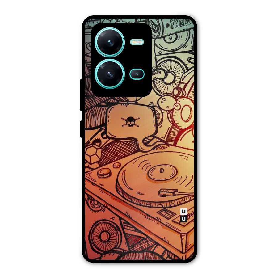 Vinyl Design Metal Back Case for Vivo V25