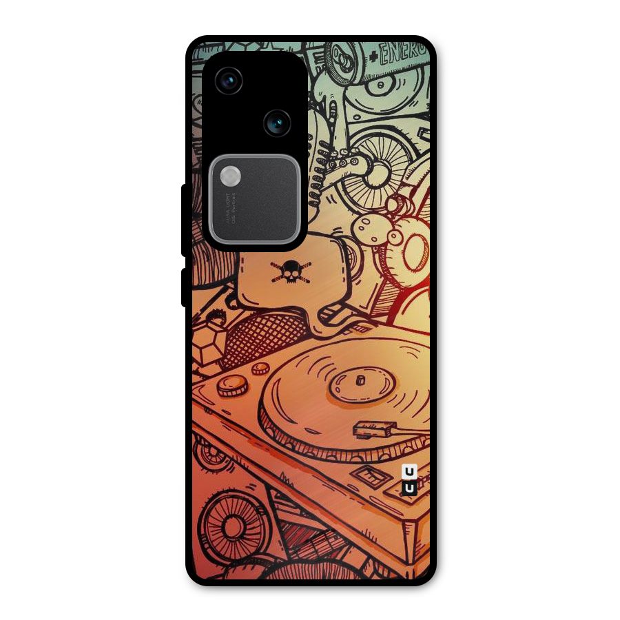Vinyl Design Metal Back Case for Vivo V30