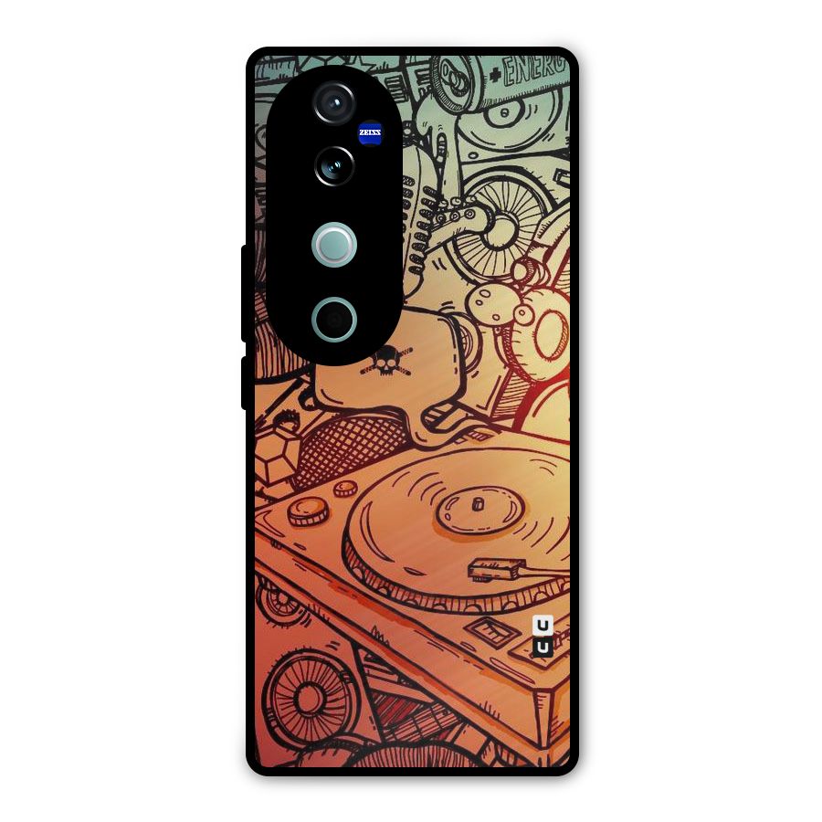 Vinyl Design Metal Back Case for Vivo V40