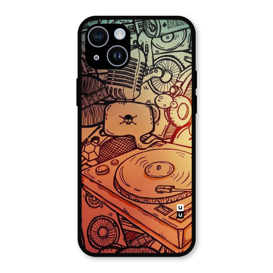 Vinyl Design Metal Back Case for iPhone 14