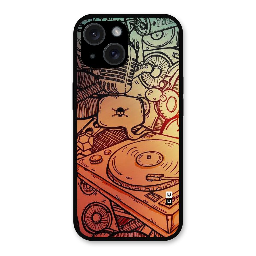 Vinyl Design Metal Back Case for iPhone 15