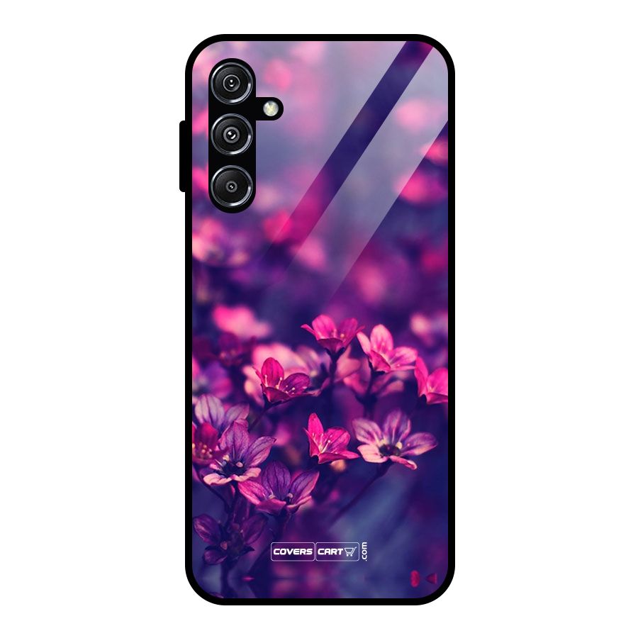 Violet Floral Glass Back Case for Galaxy M34 5G