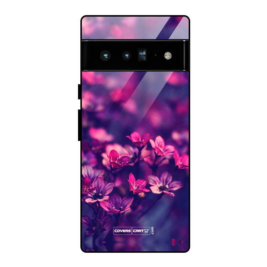 Violet Floral Glass Back Case for Google Pixel 6 Pro