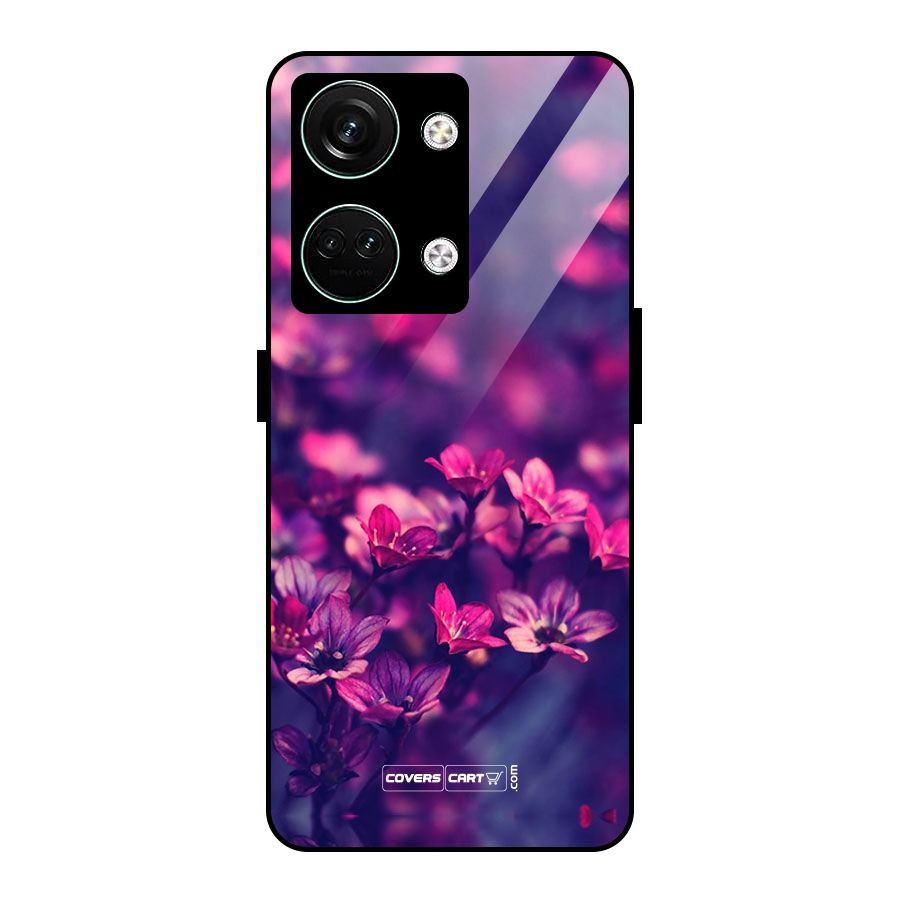Violet Floral Glass Back Case for Oneplus Nord 3