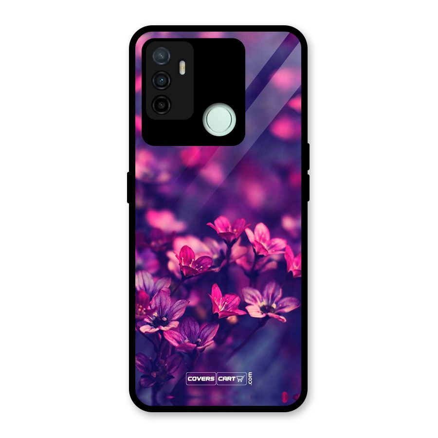 Violet Floral Glass Back Case for Oppo A53