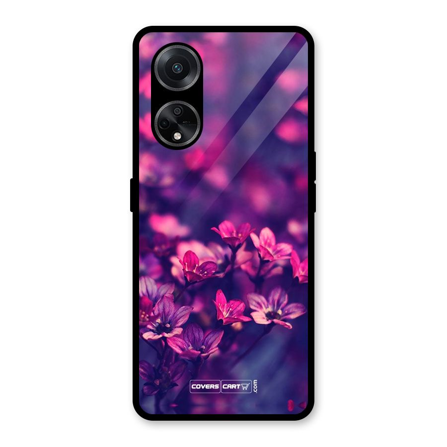Violet Floral Glass Back Case for Oppo F23