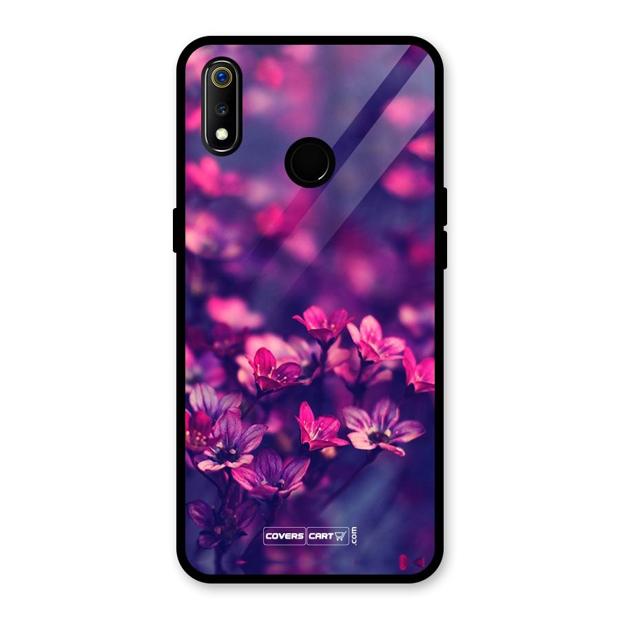 Violet Floral Glass Back Case for Realme 3