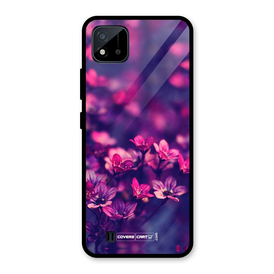 Violet Floral Glass Back Case for Realme C11 2021